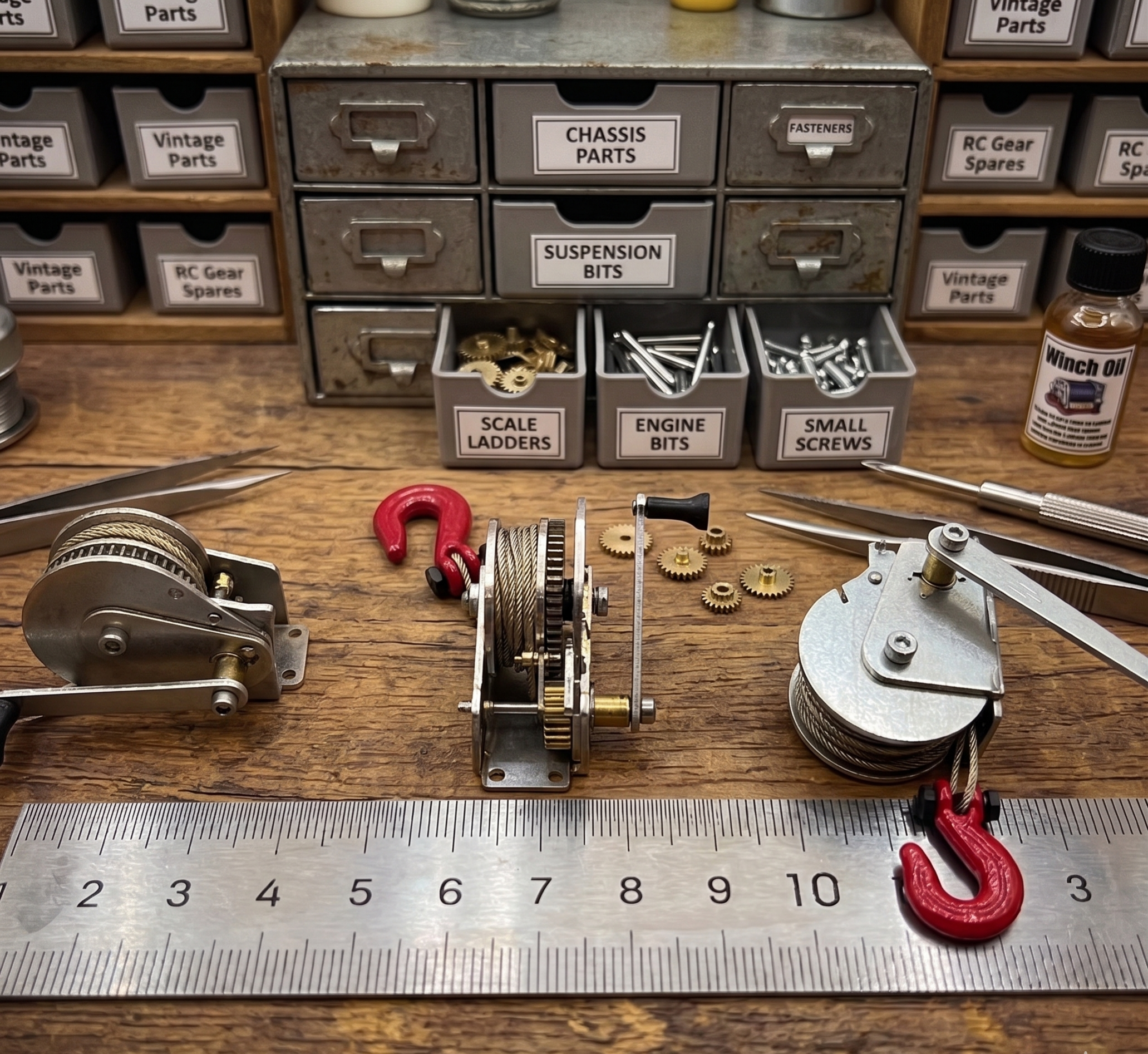 1pc Metal Hand Ratchet Winch for 1/14 RC Truck - LEFT HAND CRANK