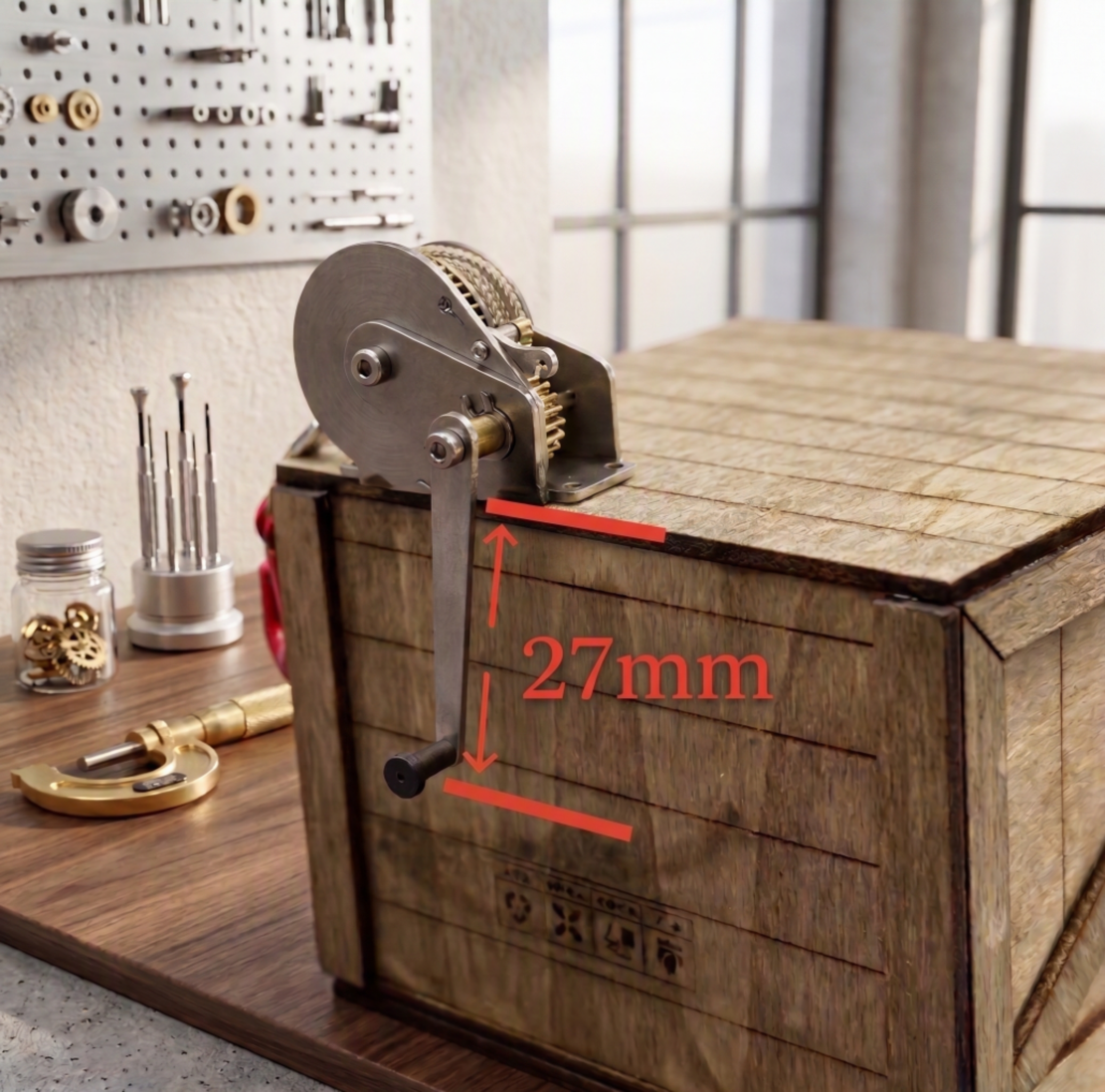 1pc Metal Hand Ratchet Winch for 1/14 RC Truck - LEFT HAND CRANK