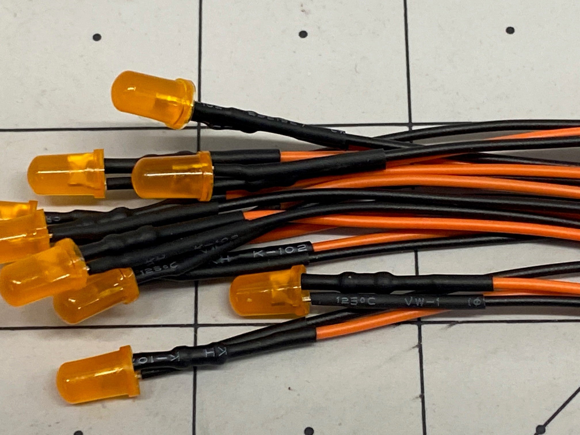 5mm Amber LED w Resistor & Wire Leads, Pre-wired 10 pack