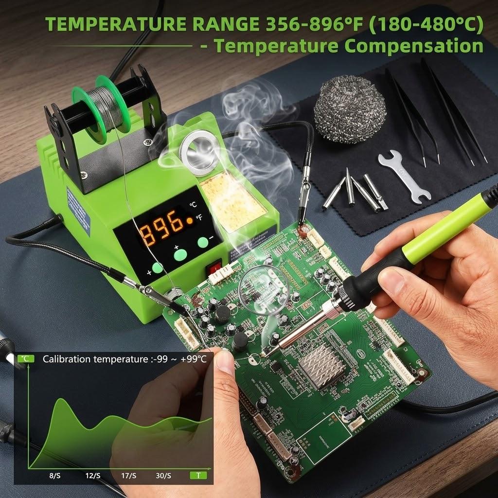 Soldering Station, 100W Digital Display Soldering Iron Station Kit with 2 Helping