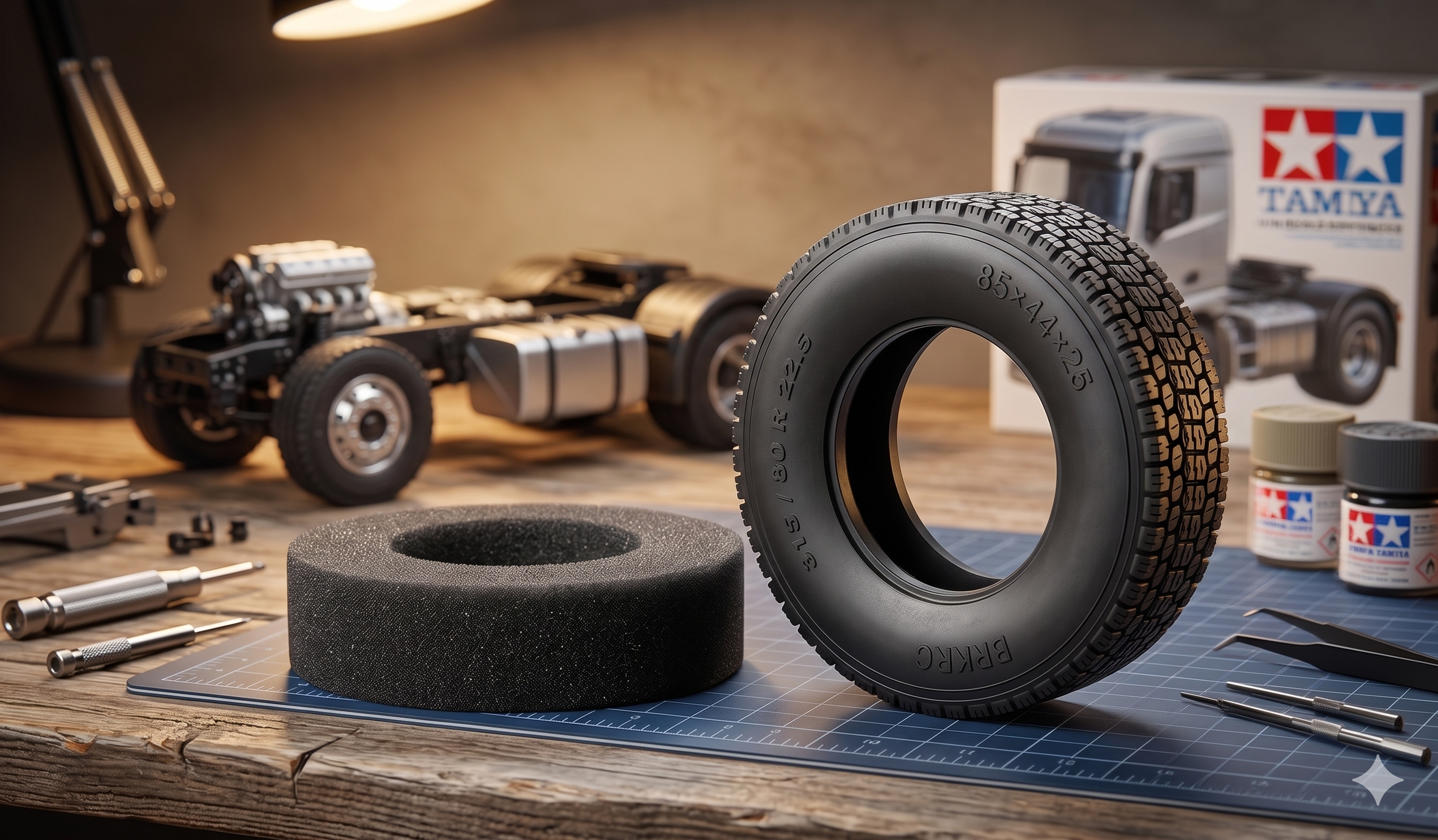 4-Pack 25mm RC Rubber Tires for 1/14 Tamiya Trucks & Trailers