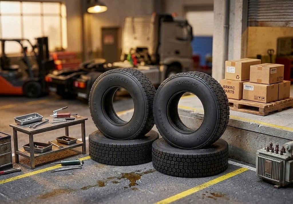4-Pack 25mm RC Rubber Tires for 1/14 Tamiya Trucks & Trailers